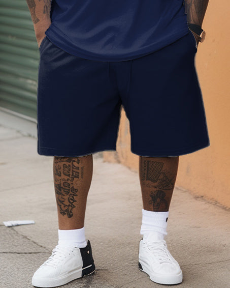 Men's Plus Size Business POLO Printed Casual Walker Short Sleeve Shorts Set
