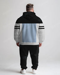 Men's Daily Casual Colorblock Striped Letter Print Plus Size Hoodie Suit