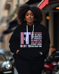 Women's Plus Size Letter Printing Long Sleeve Hoodie and Casual Pants Set