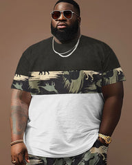 Street Style Dinosaur Camo Colorblock Print Large Men's Suit