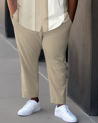 Men's Plus Size Bowling Geometric Pattern Casual Sports Business Short-Sleeved Shirt And Pants Suit