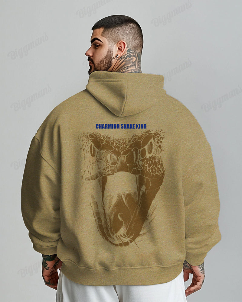 Cotton-Premium Cloth Color Front And Back Print Snake King Pattern Men's Loose Oversized Hoodie