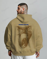 Cotton-Premium Cloth Color Front And Back Print Snake King Pattern Men's Loose Oversized Hoodie