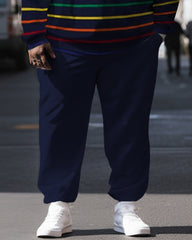 Men's Plus Size Casual Line Graphic Long Sleeve Hoodie Sporty Two-Piece Suit
