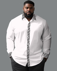 100% Cotton Featured Patchwork Lapel Long Sleeve Shirt Big Guys