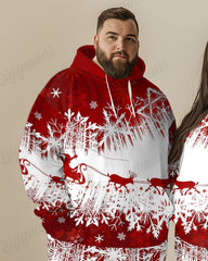 Couple Matching Big and Tall Christmas Snowflake Hoodie & Sweatpants Set
