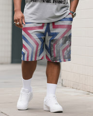 Big & Tall Men's Original Star Flag COD Printed Independence Day Crewneck T-Shirt Shorts Suit