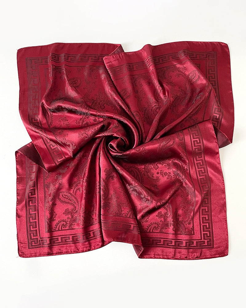 Solid Cashew Printed Silk Scarf Square