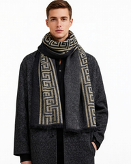 New Men's Scarf Wool Blended Plaid Scarf Men's Winter Warm Plaid Scarf Factory Customized Wholesale