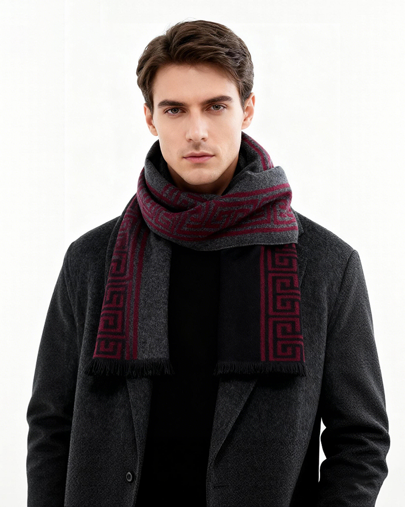 New Men's Scarf Wool Blended Plaid Scarf Men's Winter Warm Plaid Scarf Factory Customized Wholesale