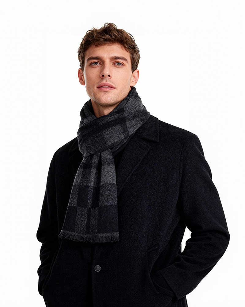 Check Wool Blend Scarf