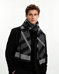 New Men's Scarf Wool Blended Plaid Scarf Men's Winter Warm Plaid Scarf Factory Customized Wholesale