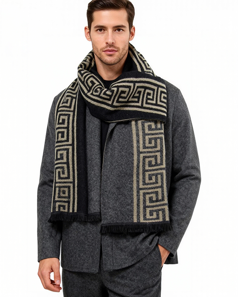 New Men's Scarf Wool Blended Plaid Scarf Men's Winter Warm Plaid Scarf Factory Customized Wholesale