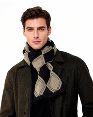 New Men's Scarf Wool Blended Plaid Scarf Men's Winter Warm Plaid Scarf Factory Customized Wholesale