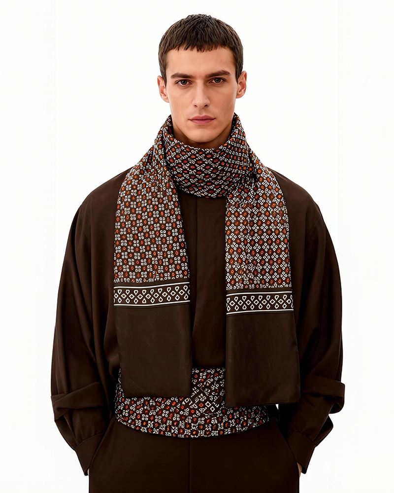 Men's Business British Silk Scarf Washed Velvet Long Scarf Suit Scarf