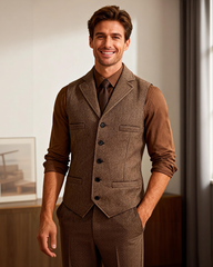 Big & Tall Men's Business Herringbone Suit Vest XS-3XL