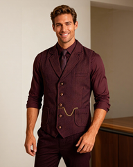 Big & Tall Men's Business Herringbone Pattern Slim Fit Single-breasted Suit Vest XS-3XL