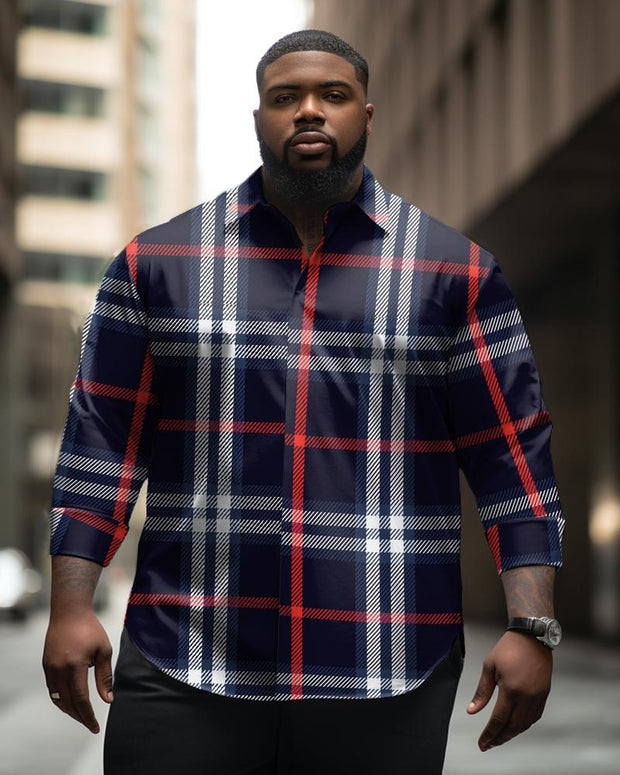 Men's Plus Size Ethnic Pattern Long Sleeve Lapel Long Sleeve Shirt