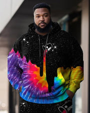 Men's Plus Size Smudged Graffiti Graphic Hoodie Set of Two