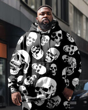 Men's Plus Size Skull Two Piece Sweatshirt