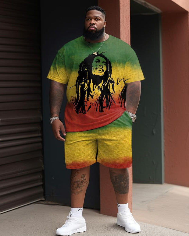 Men's Plus Size Bob Marley Two-piece Set