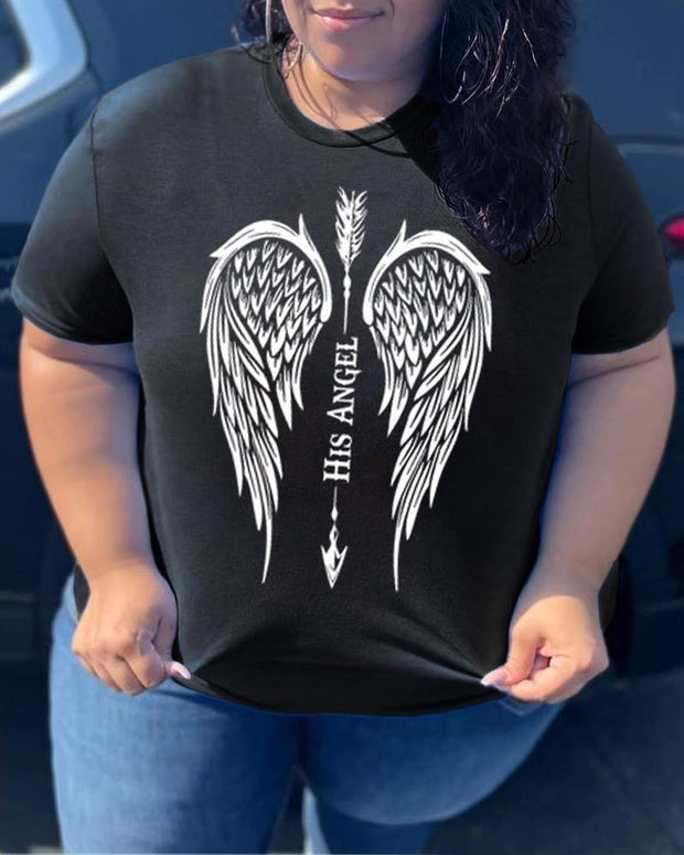 Couples Plus Size Wing Personalized Print T-Shirt