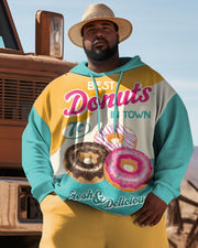 Men's Plus Size Color Blocked Donut Hoodie Set of Two