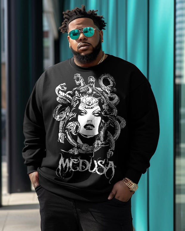 Men's Plus Size Vintage Doodle Medusa Sweatshirt