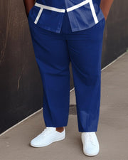 Men's Blue Stripe Gradient Short Sleeve Walking Suit