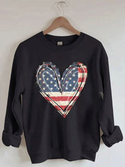 Women's Plus Size America Flag Heart Sweatshirt