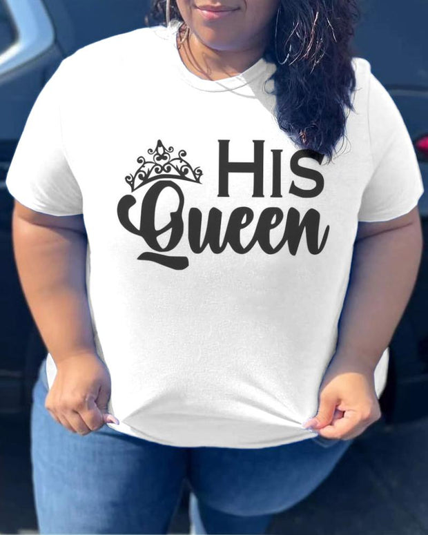 Couples Plus Size His Queen Personalized Print T-Shirt