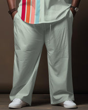 Men's Plus Size Color Matching  Gradient Long Sleeve Walking Suit