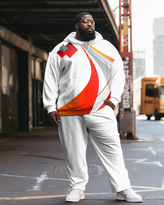 Men's Plus Size Casual Hip Hop Abstract Geometric Graphic Hoodie Set of Two