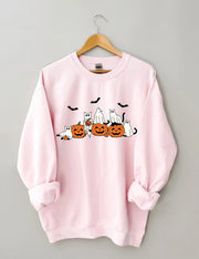 Women's Plus Ghost Cats Halloween Sweatshirt