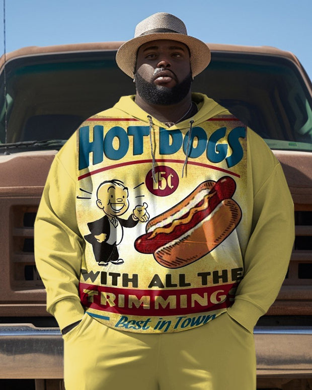 Men's Plus Size Stuffed Hot Dog Gourmet Hoodie Set of Two
