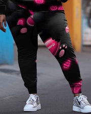Women's Plus Size Pink Pout Hoodie Set
