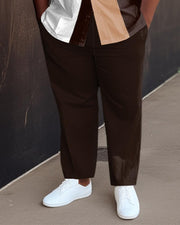 Men's Plus Size Color Matching Gradient Short-Sleeved Walking Suit