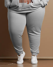 Women's Plus Size Simple Style Black Girls Are Migic Hoodie and Sweatpants Set
