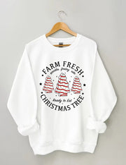 Women's Plus Size Farm Fresh Christmas Tree Cakes Sweatshirt