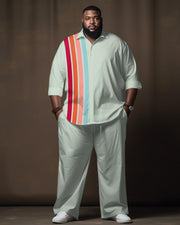 Men's Plus Size Color Matching  Gradient Long Sleeve Walking Suit