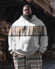 Men's Plus Size Classic Stripe Patchwork Hoodie Set of Two