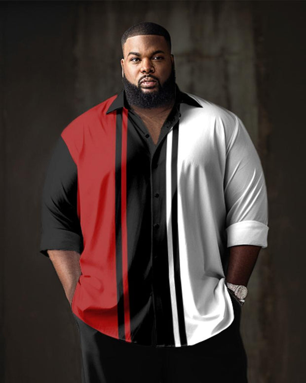 Men's Plus Size Business Red and Black Rambler Two-Piece Set