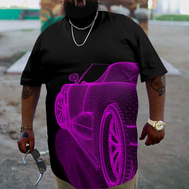 Men's Plus Size 3D Aurora Car Print T-Shirt