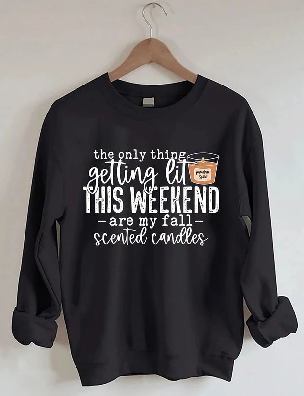 Women's Plus Size The Only Thing Getting Lit This Weekend Sweatshirt Color - Blue