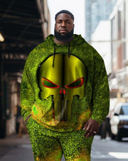 Men's Green Forest Tracker Skull Plus Size Hoodie Set of Two