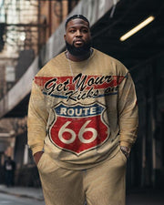 Men's Route 66 Plus Size Sweatshirt Two Piece Set