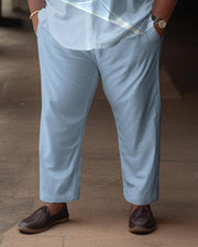 Light Blue Men's Simple Gradient Short Sleeve Walking Suit