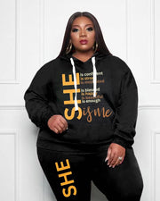 Women's Plus Size She Is Positive Vibes Hoodie Set