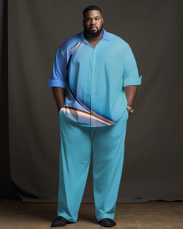Men's Plus Size Abstract Gradient Long Sleeve Walking Suit