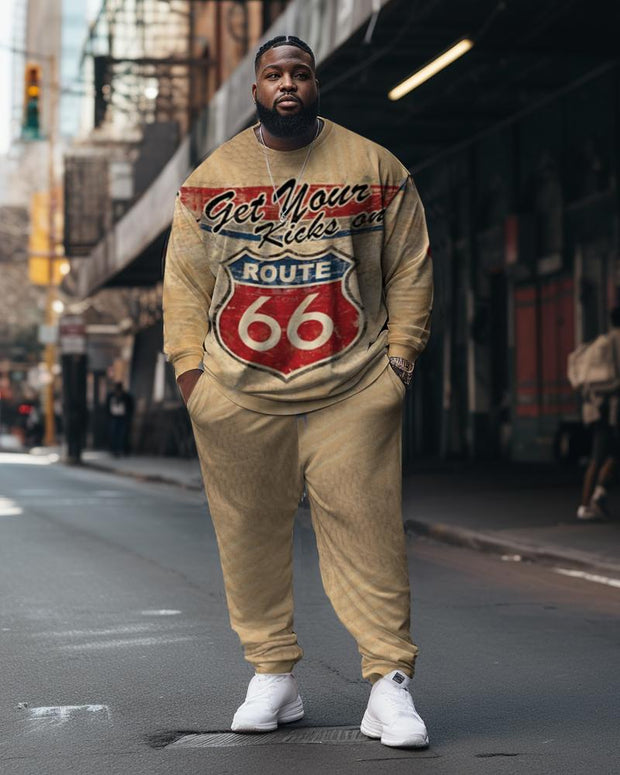 Men's Route 66 Plus Size Sweatshirt Two Piece Set